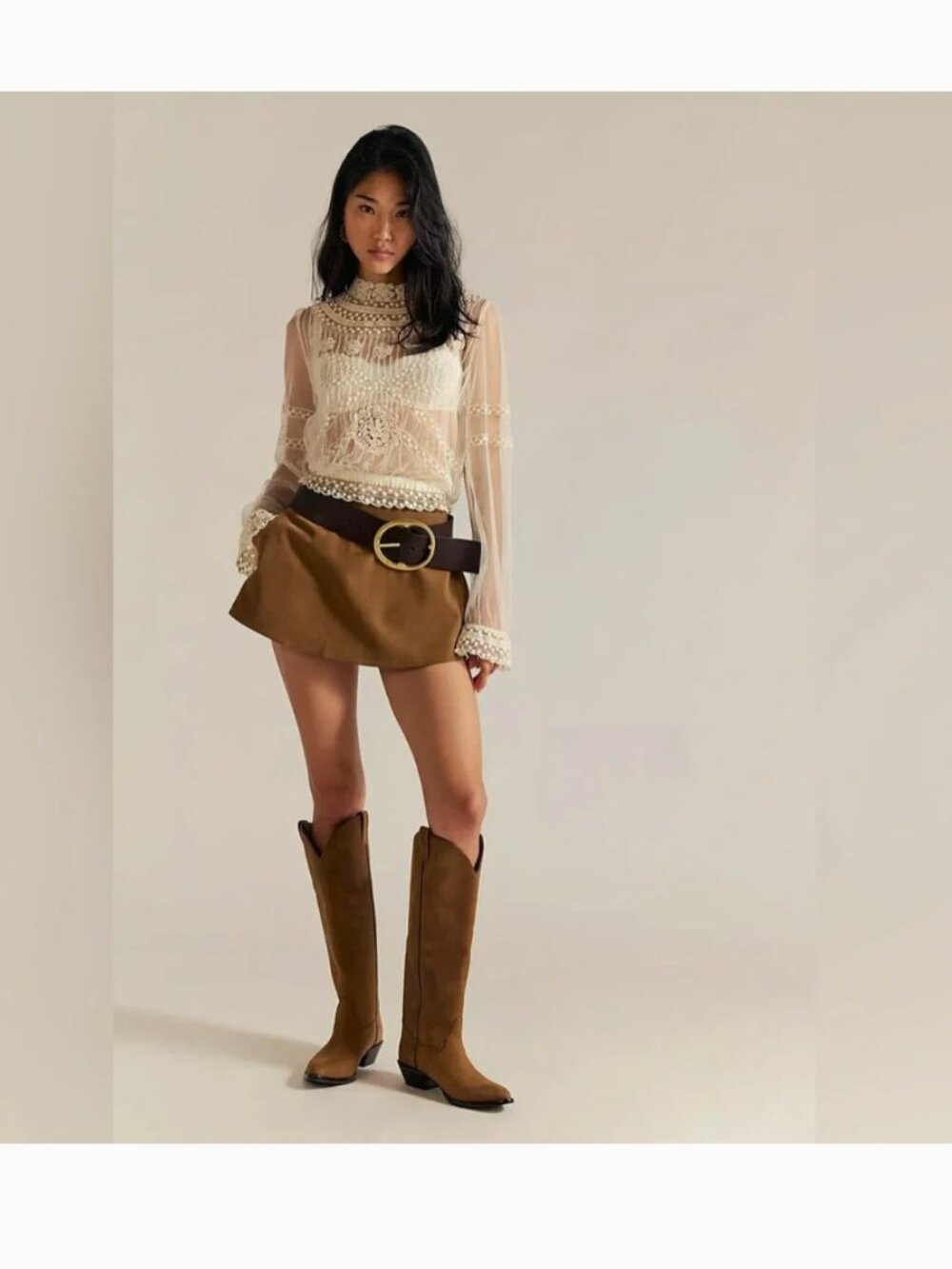 NWOT FREE PEOPLE X We The Free Paradise Found Suede Skort  pocket M